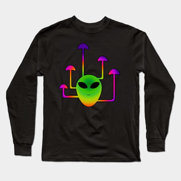 Trippy alien mushroom head Long Sleeve T-Shirt by QuickSilverfish